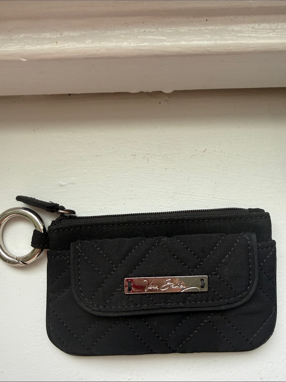 Vera Bradley Black Quilted cardholder with pocket and Keyring